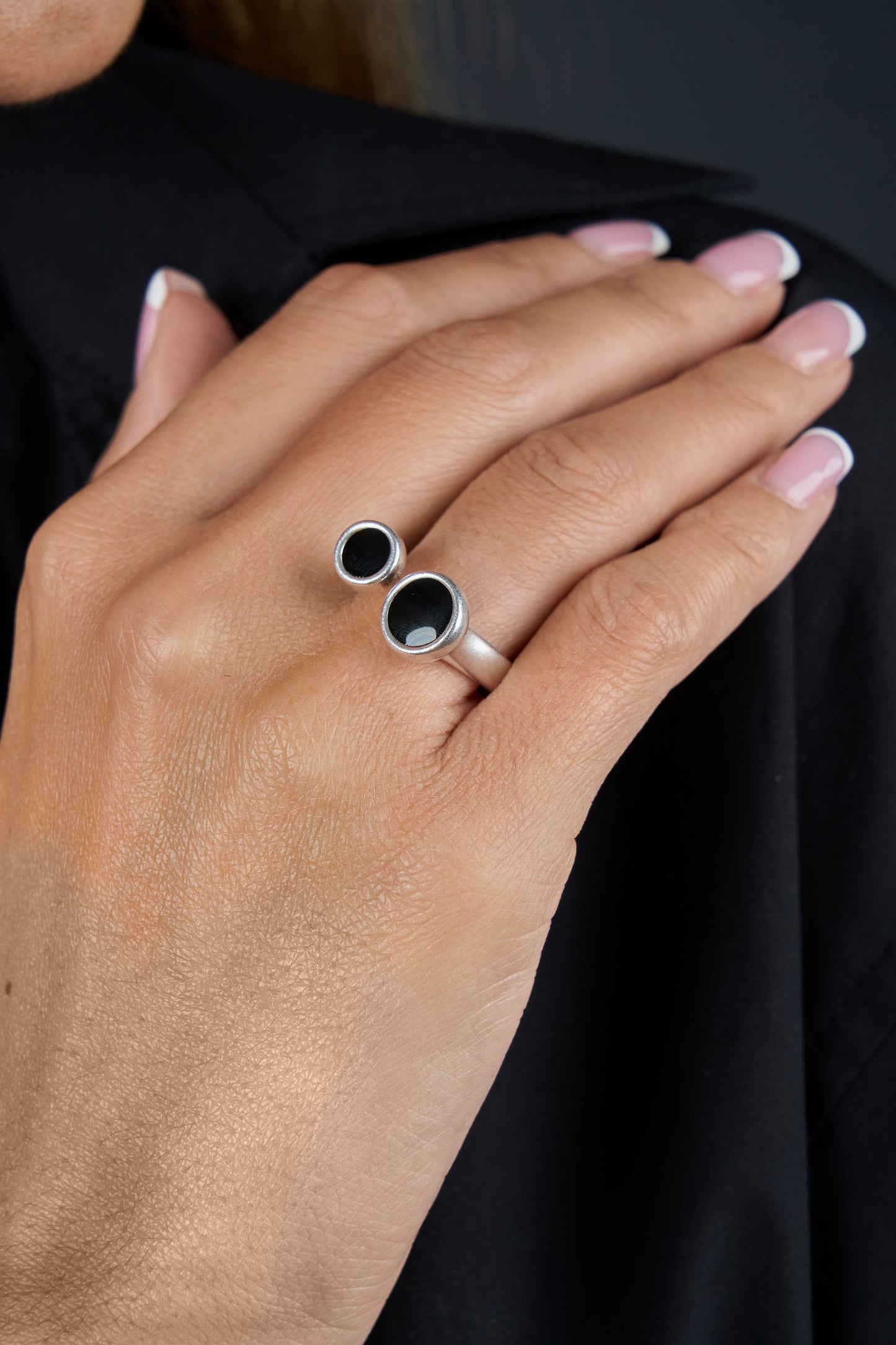 Anillo Doble Neón Negro y Turquesa