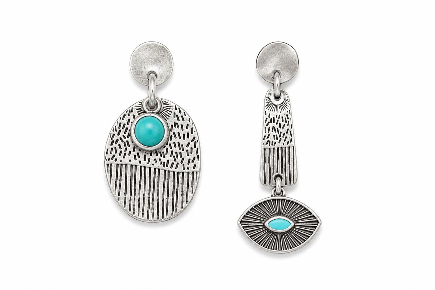 Pendientes Asimétricos Ojo Turquesa