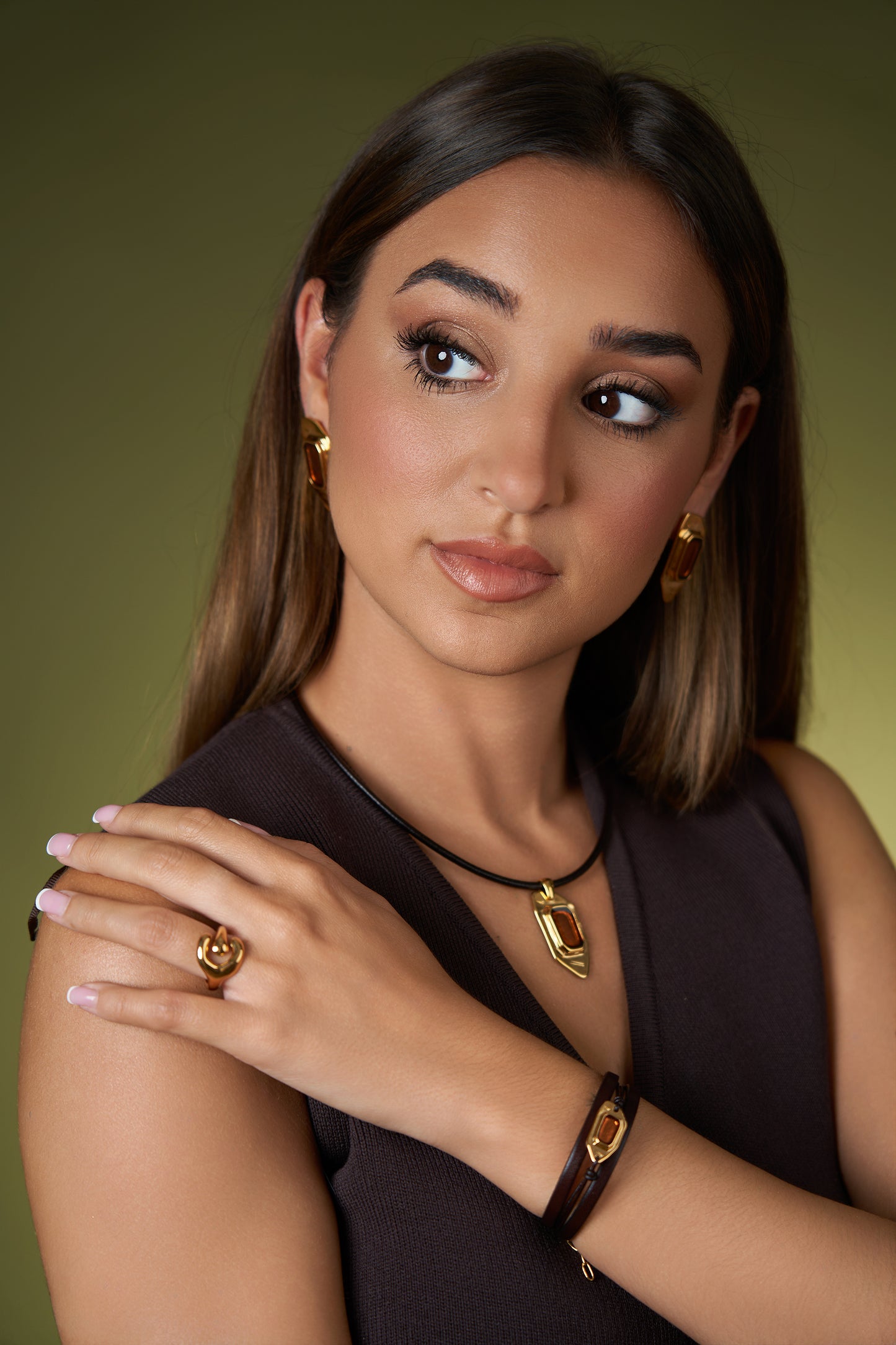 Pulsera Cuero Talisman  Oro