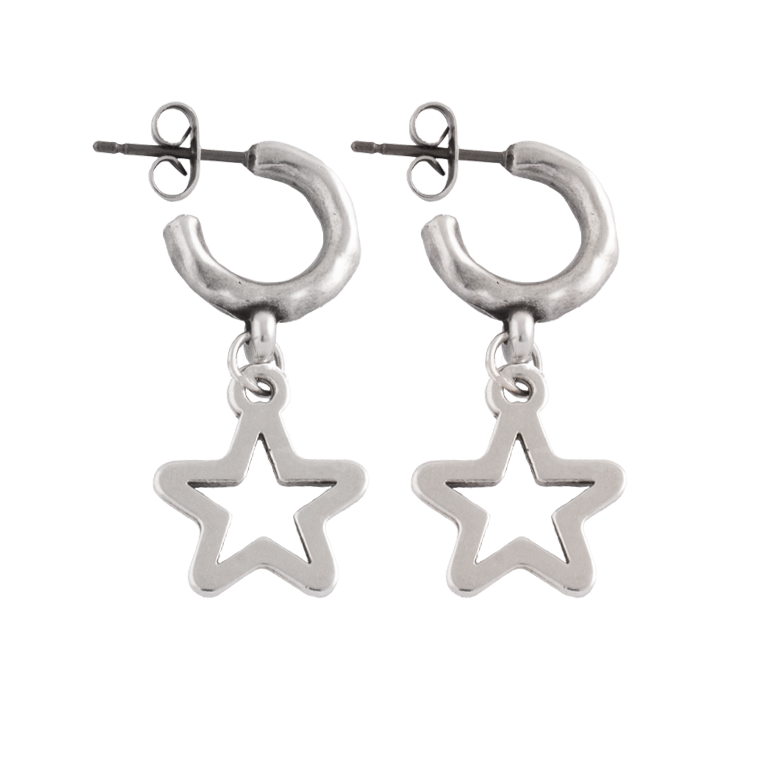 Pendiente Estrella Plata, Oro