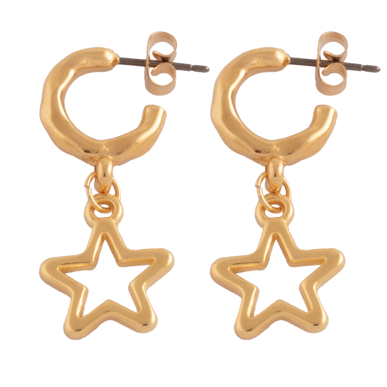 Pendiente Estrella Plata, Oro