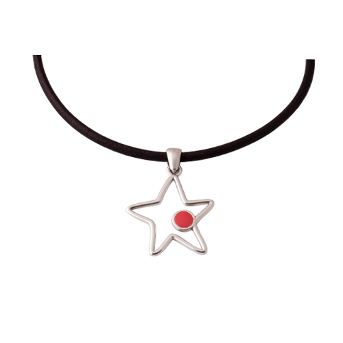 Gargantilla Star Cuero Estrella Roja- Turquesa