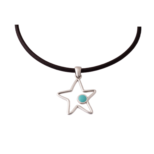 Gargantilla Star Cuero Estrella Roja- Turquesa