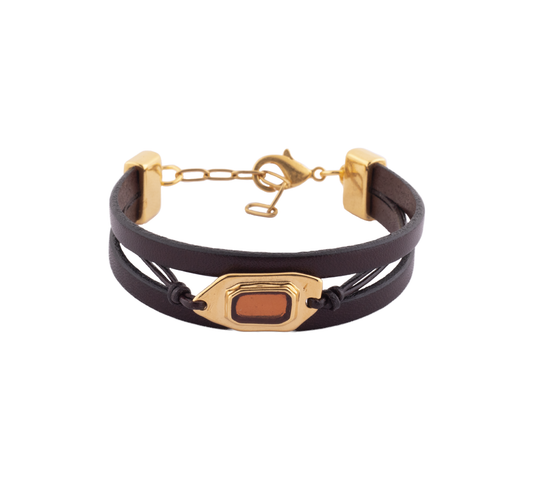 Pulsera Cuero Talisman  Oro