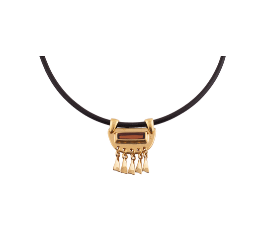 Gargantilla Cuero  Talisman Oro
