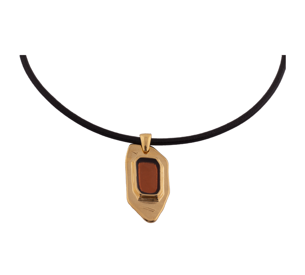 Gargantilla Cuero  Talisman Oro