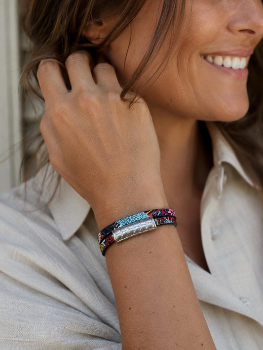 Pulsera Doble Cuero Colores Multicolor