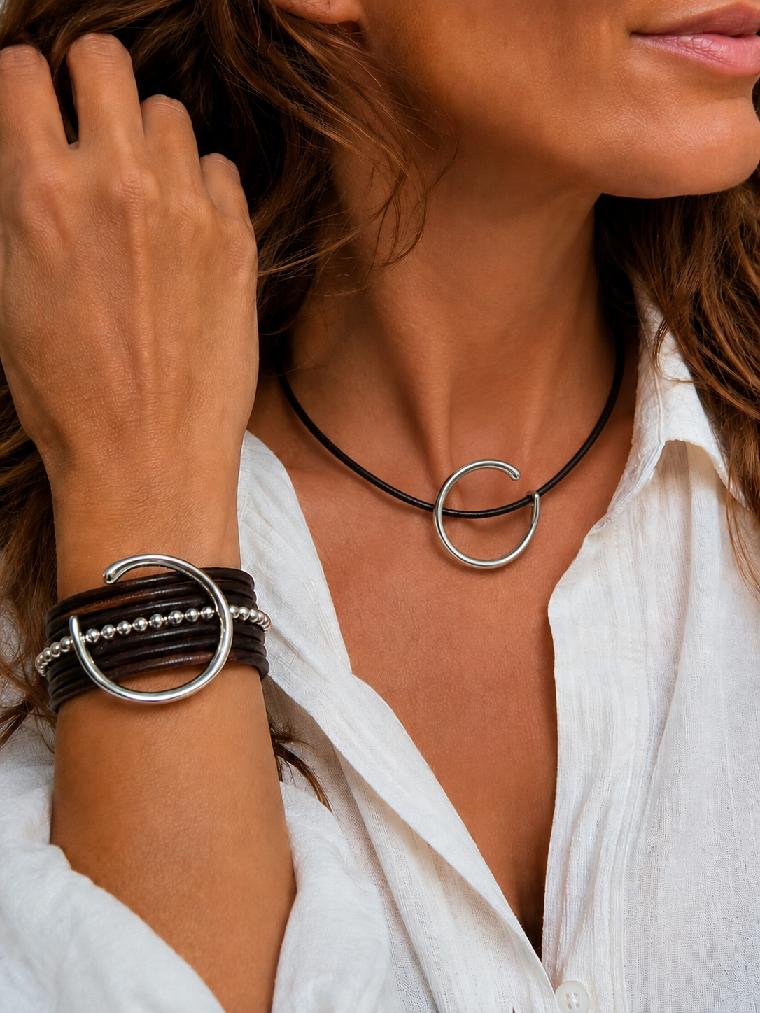 Pulsera Vikingas Espiral Cuero