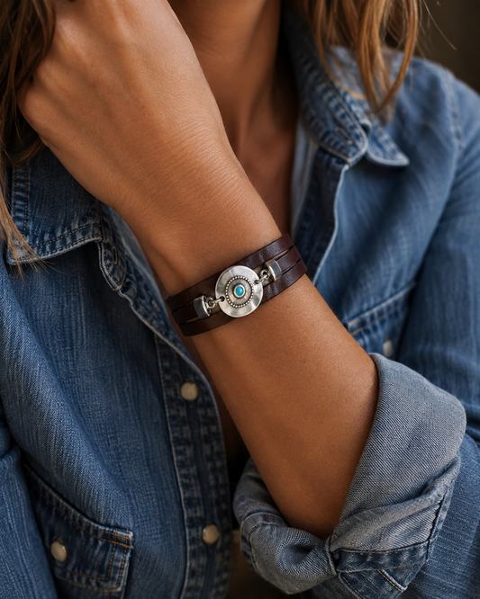 Pulsera Aquiles Triple Cuero + Colores